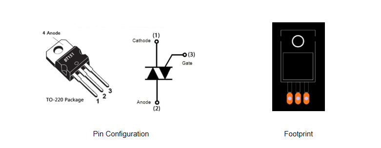 Fig.1 Footprint and pin configuration of BT151