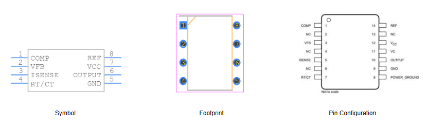 Fig.1 Symbol, Footprint and Pin Configuration of TL3845P